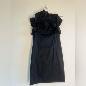 THIRTY THIRTY black rouche strapless mini dress